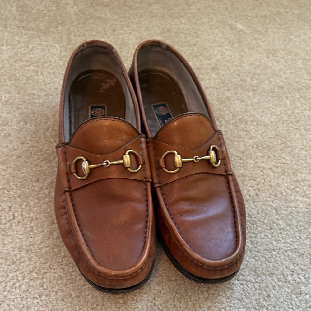 Gucci Brown Leather Horsebit Slip-On Loafers